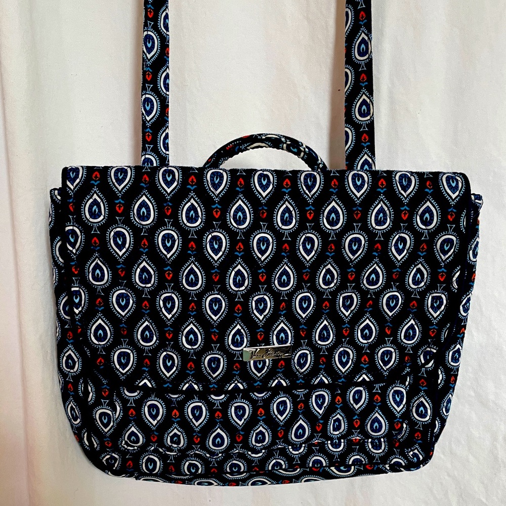 Vera Bradley Convertible Mailbag backpack Marrakech Motifs navy blue EUC